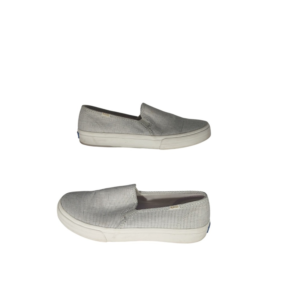 Keds Double Decker Slip On 7.5 White Navy Striped Canvas Sneaker Nautical